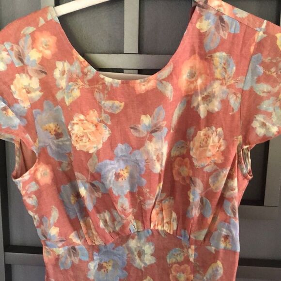 Hansen & Gretel Backless floral ￼ Cap sleeve maxi dress size S Saks fifth Ave - Picture 4 of 7